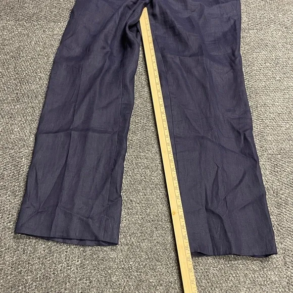 Lauren Ralph Lauren size 14W linen wide leg high waist pants navy bohemian - Picture 2 of 4